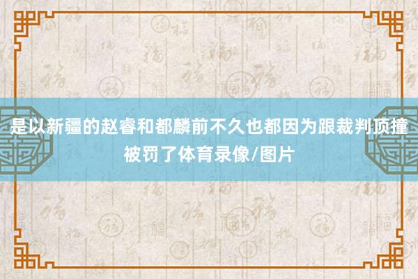 是以新疆的赵睿和都麟前不久也都因为跟裁判顶撞被罚了体育录像/图片