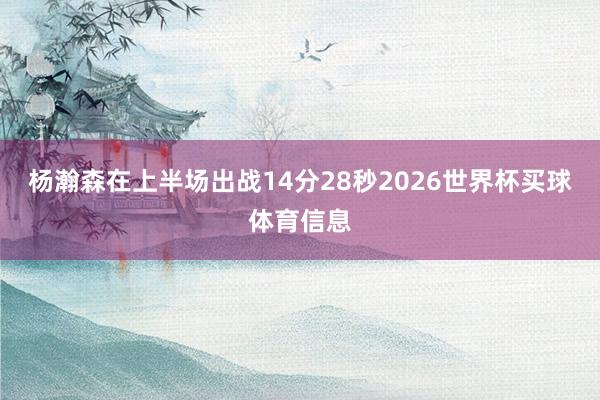杨瀚森在上半场出战14分28秒2026世界杯买球体育信息