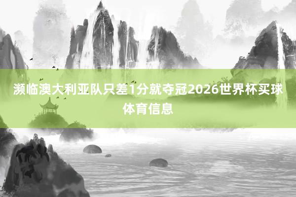 濒临澳大利亚队只差1分就夺冠2026世界杯买球体育信息