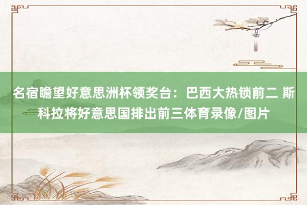 名宿瞻望好意思洲杯领奖台：巴西大热锁前二 斯科拉将好意思国排出前三体育录像/图片
