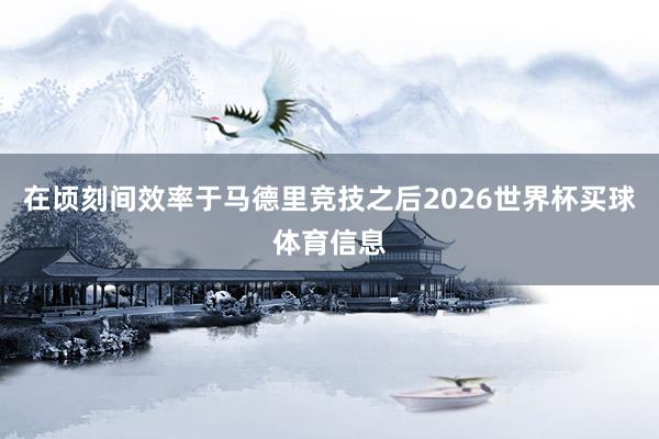 在顷刻间效率于马德里竞技之后2026世界杯买球体育信息