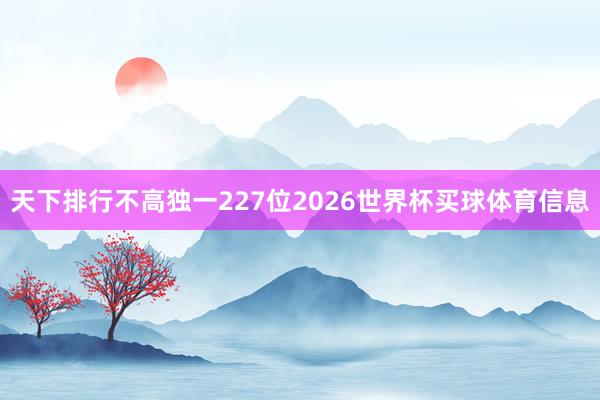 天下排行不高独一227位2026世界杯买球体育信息