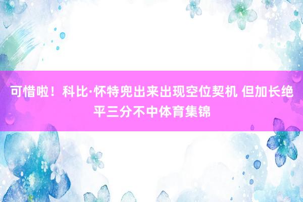 可惜啦！科比·怀特兜出来出现空位契机 但加长绝平三分不中体育集锦