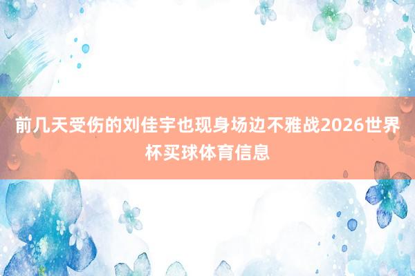 前几天受伤的刘佳宇也现身场边不雅战2026世界杯买球体育信息