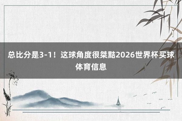 总比分是3-1！这球角度很桀黠2026世界杯买球体育信息