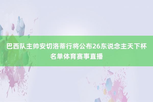 巴西队主帅安切洛蒂行将公布26东说念主天下杯名单体育赛事直播
