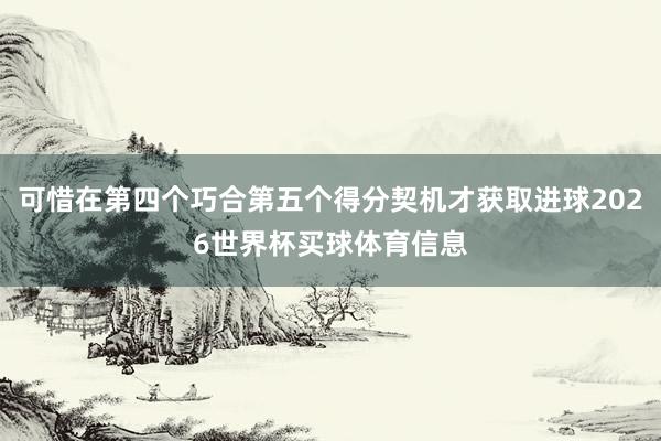 可惜在第四个巧合第五个得分契机才获取进球2026世界杯买球体育信息